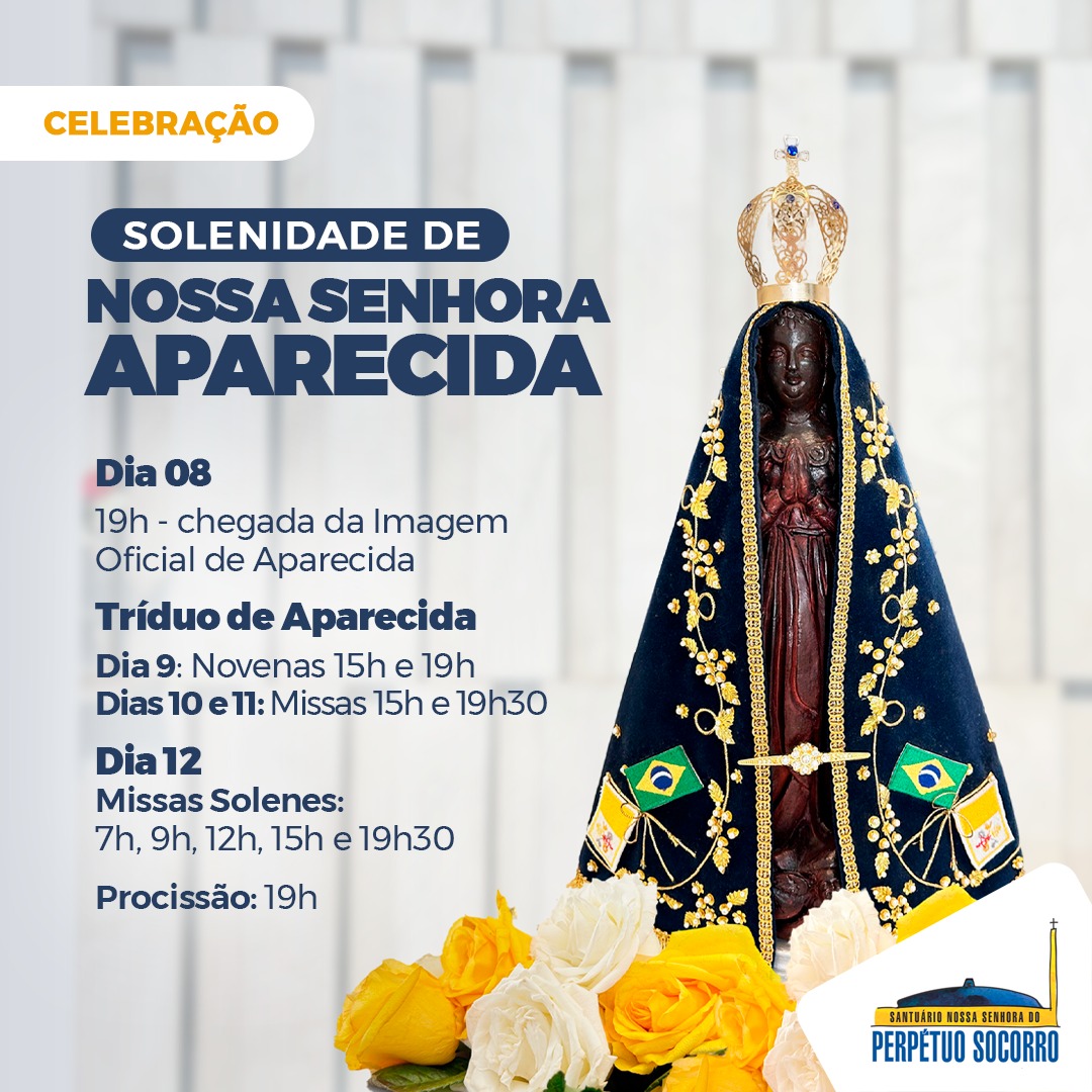 Imagem peregrina de Nossa Senhora Aparecida chega ao Santuário Perpétuo Socorro nesta terça (08)
